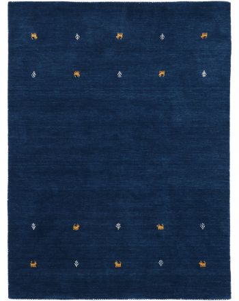 Wollteppich Gabbeh Uni Blau
