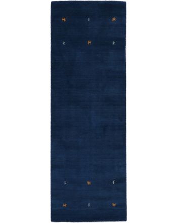 Wollteppich Gabbeh Uni Läufer Blau