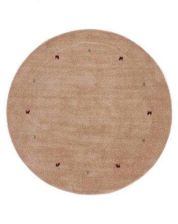 Wollteppich Gabbeh Uni Rund Beige