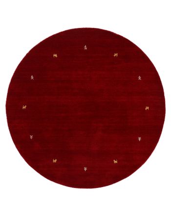 Wollteppich Gabbeh Uni Rund Rot
